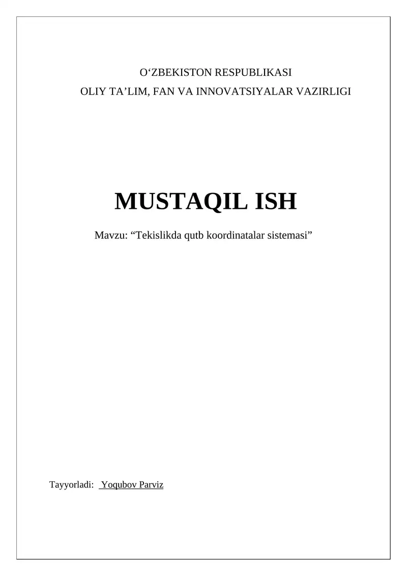 Tekislikda qutb koordinatalar sistemasi