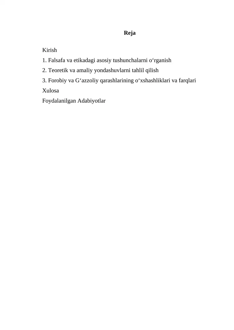 Forobiy va G‘azzoliy qarashlarining o‘xshashliklari va farqlari