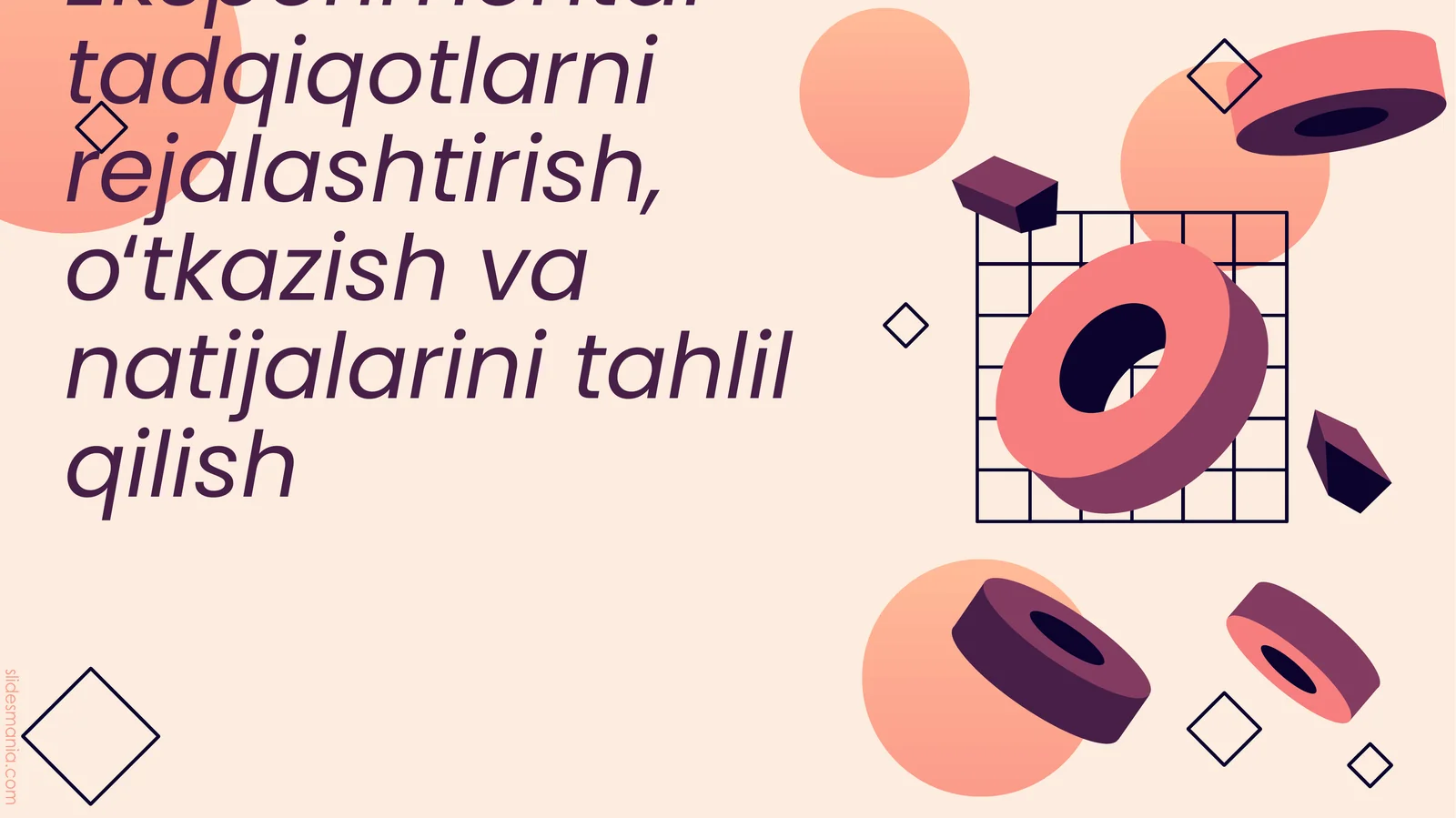 Eksperimental tadqiqotlarni rejalashtirish, oʻtkazish va natijalarini tahlil qilish
