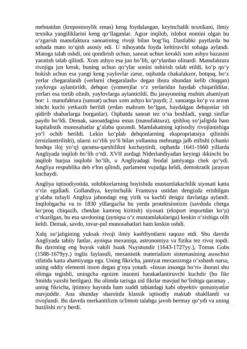 ANGLIYA VA FRANTSIYADA KLASSIK (MUMTOZ) MAKTABNING SHAKLLANISHI