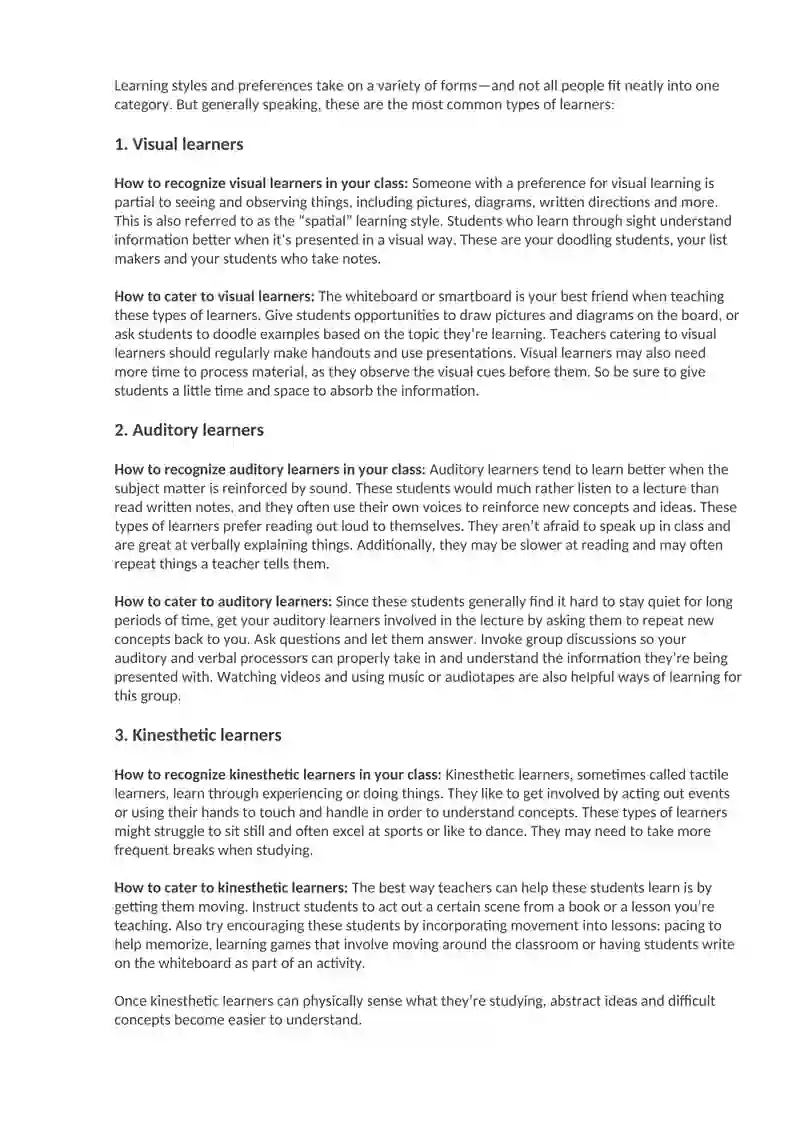 4 Types of Learning Styles: How to Accommodate a Diverse Group of Students