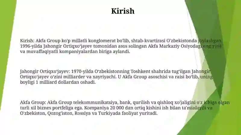 Jahongir Ortiqxo'Jayevni Akfa Kampaniyasi Haqida