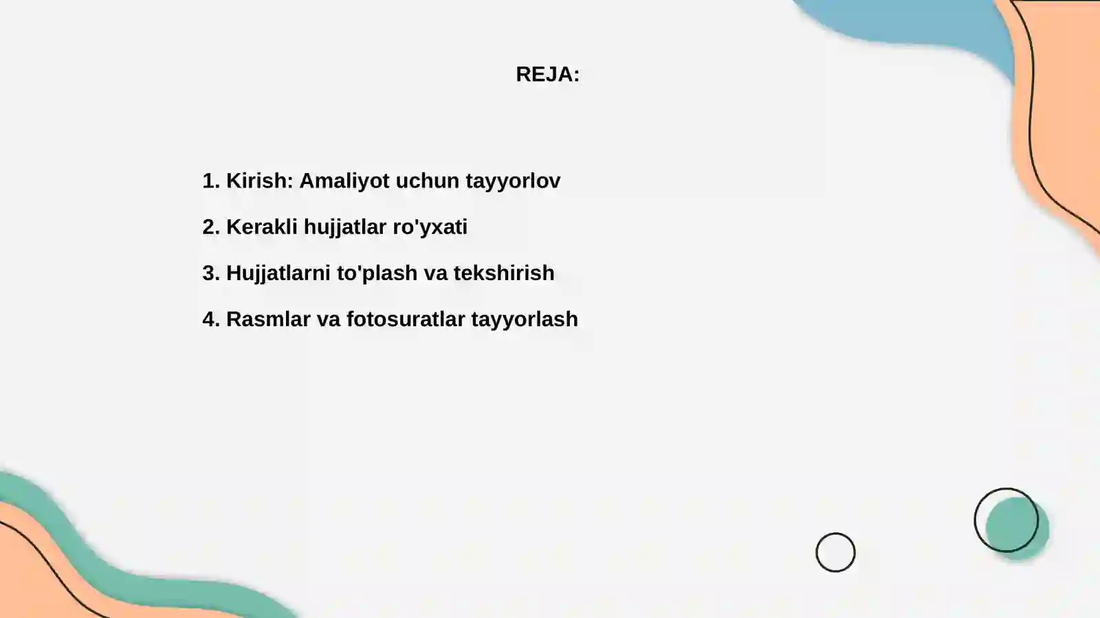 Amaliyot uchun kerakli hujjat va rasmlar