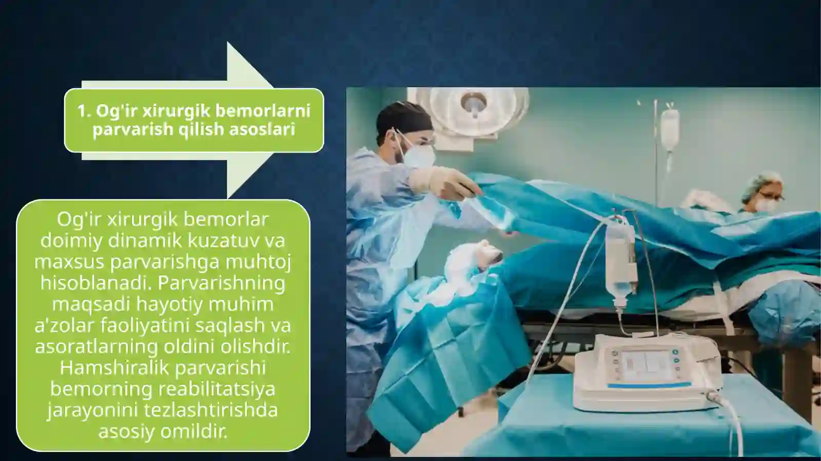 Tibbiyotkasbigakirish/Xirurgik bemorlarni kuzatish va davolash usullari ...