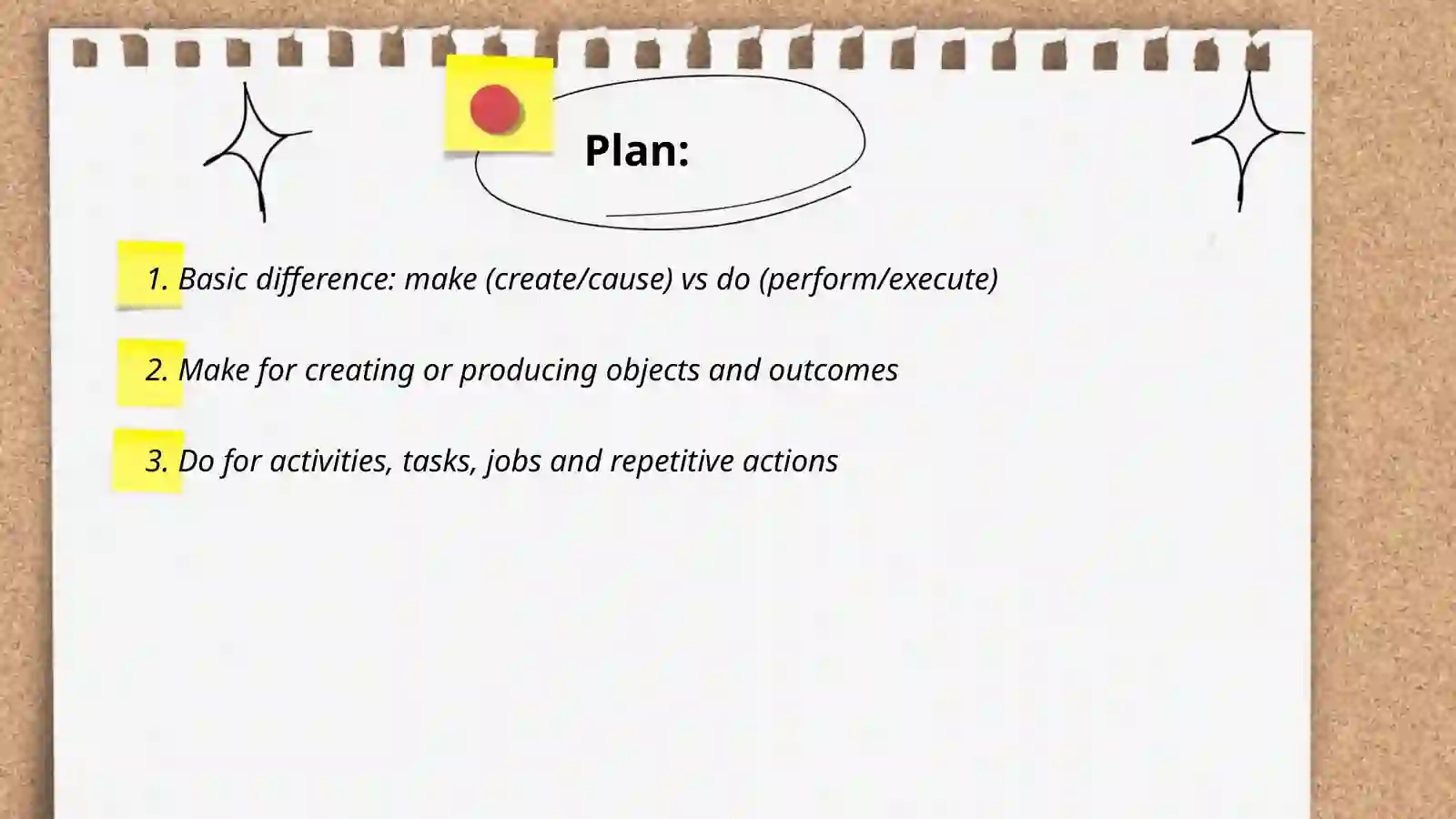 Understand and use make and do