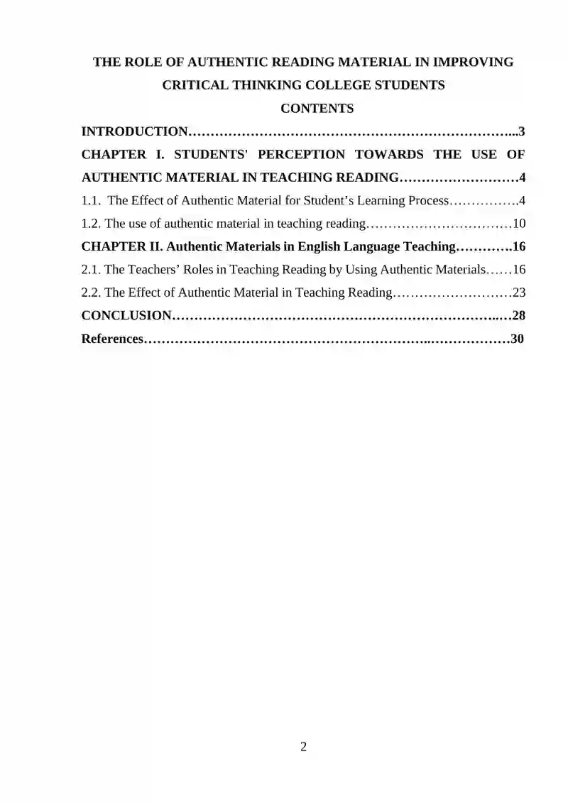 Authentic Materials in English Language Teaching