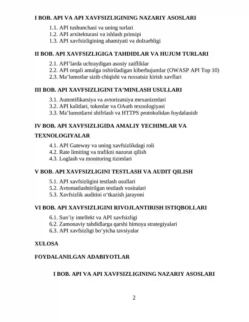 API xavfsizligi