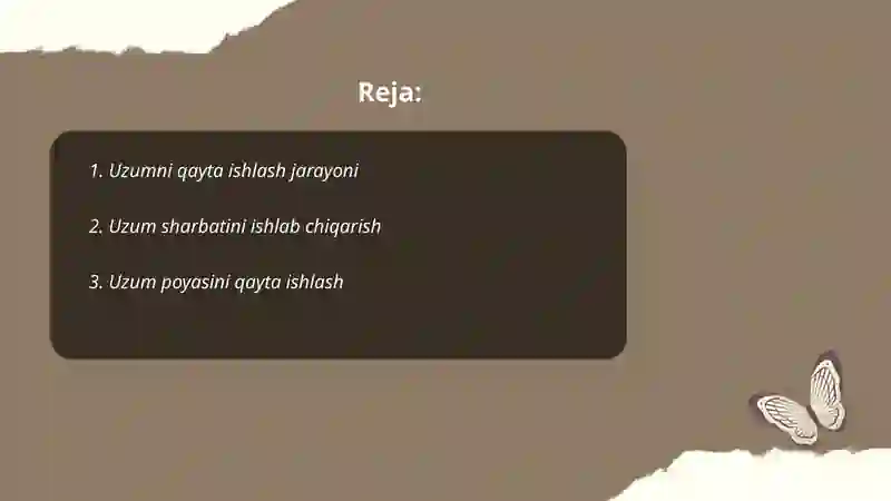 Uzumni qayta ishlash korxonalari va usullari