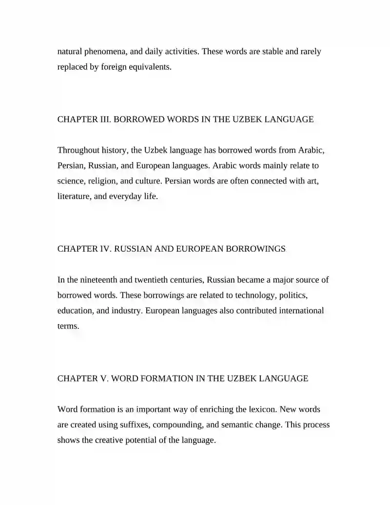 LEXICAL RICHNESS OF THE UZBEK LANGUAGE