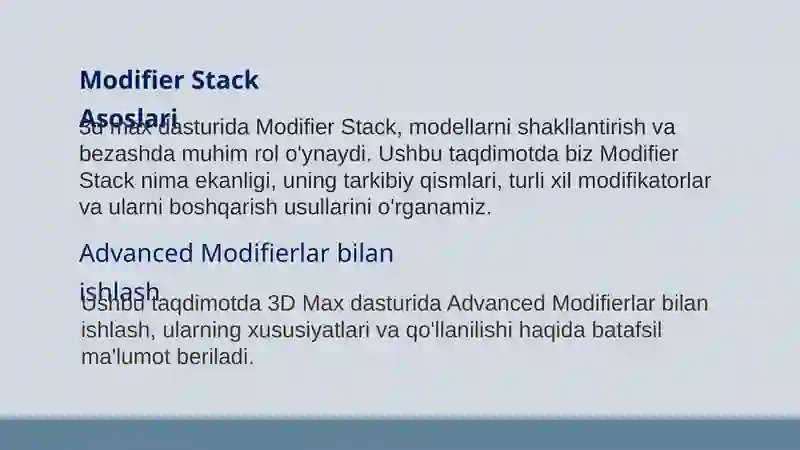 Modifier Stack va tahrirlash Modifier Stack Bend Taper Twist FFD va ...