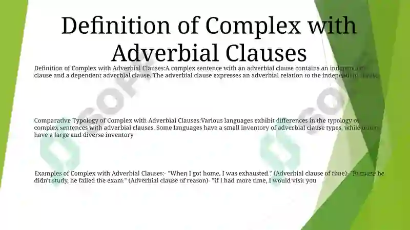 Comparative Typology Of Complex With Adverbial Clauses