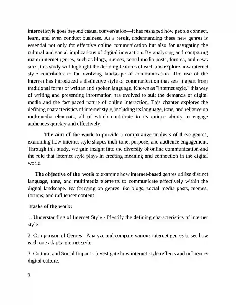 Internet Style and its Genres (Comparative Analysis of Genres) Course Paper