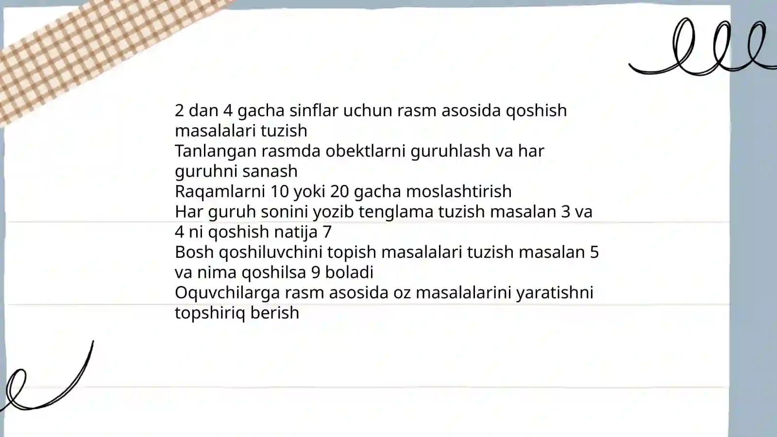 2-4-sinflardan rasm va chizmalar yordamida masalalar tuzish