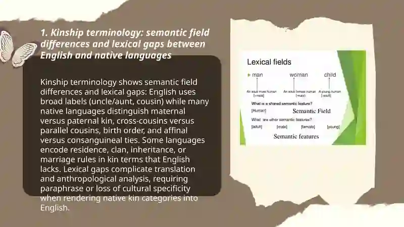 Semantic field and lexical gaps in English and Native Languages