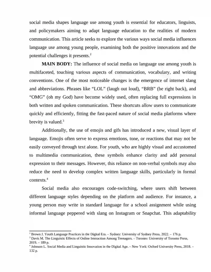 The Impact of Social Media on Language Use Among Youth