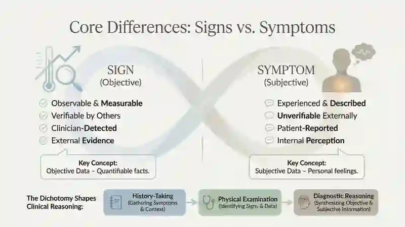 Make a report describing the difference between sign and symptom ...