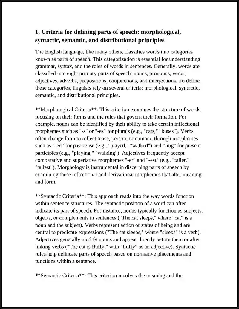 PARTS OF SPEECH IN DIFFERENT LANGUAGES AND THEIR CLASSIFICATION PRINCIPLES