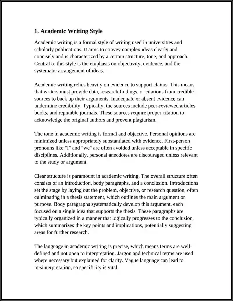 ACADEMIC WRITING STYLE