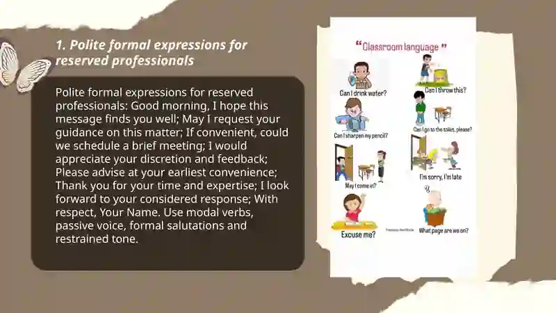 Phrases and expressions in different situations, according to the mood ...