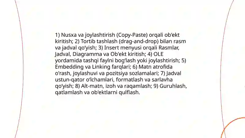 Abyektlar rasmlar jadvalar quyish