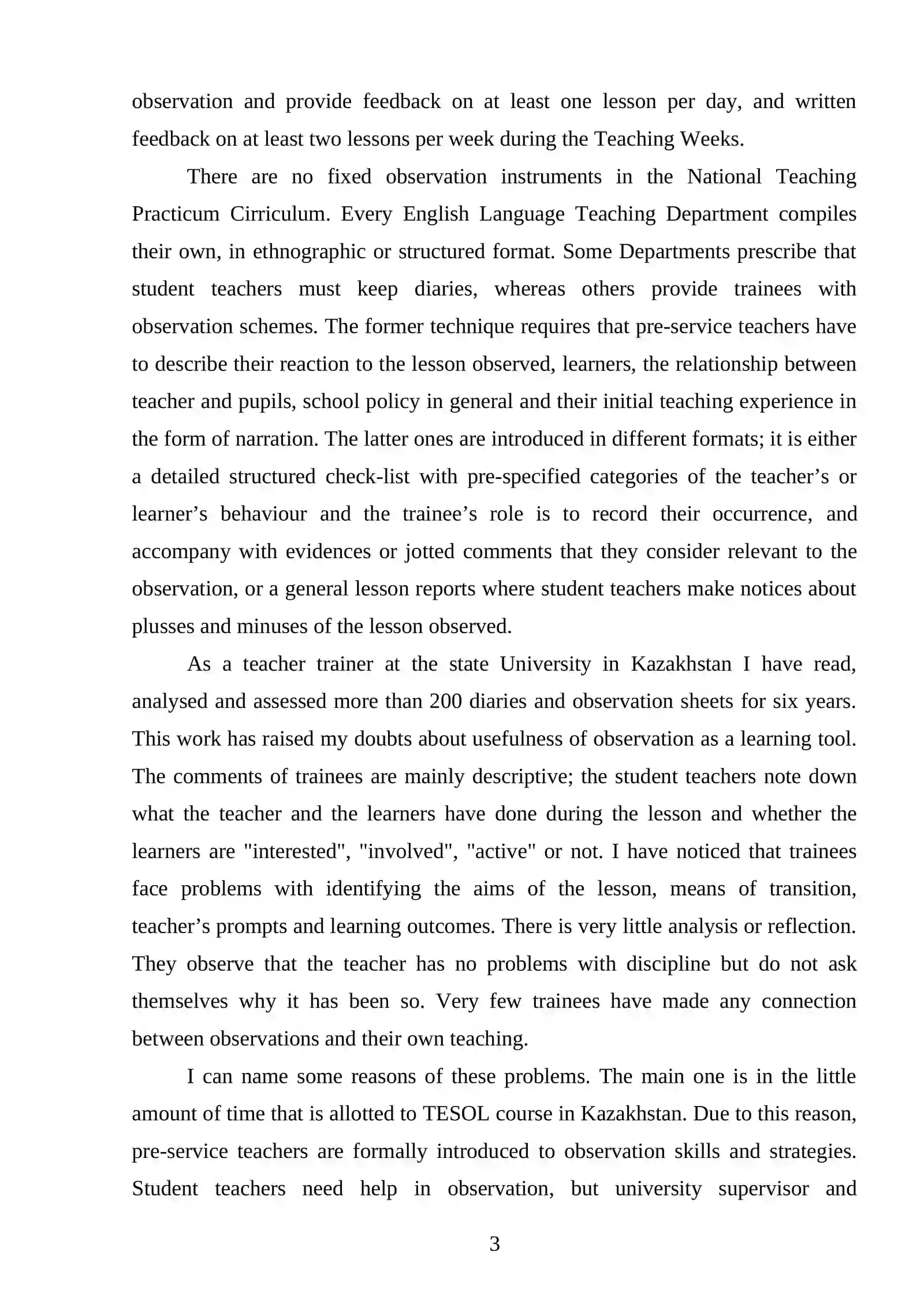 CLASSROOM OBSERVATION IN TEACHING PRACTICE
