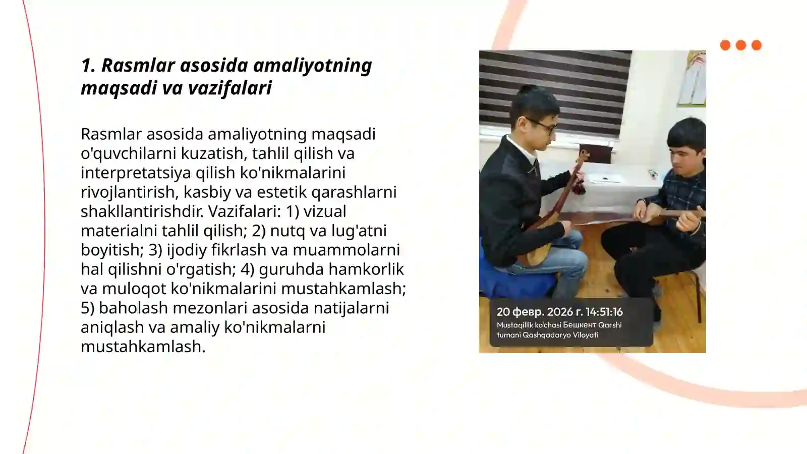 Rasmlar asosida amaliyot o'tadim