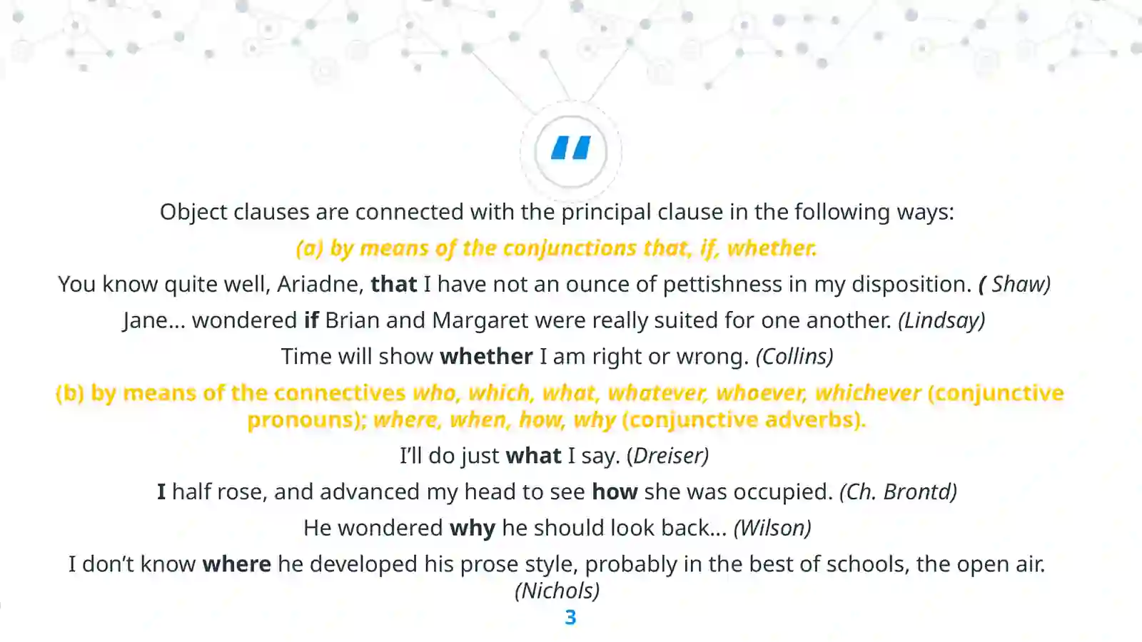 Object clauses