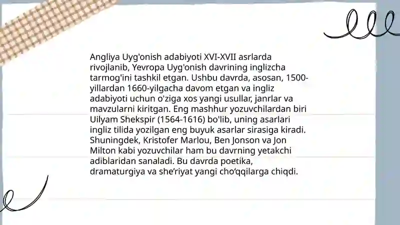 Angliya Uyg'onish adabiyoti