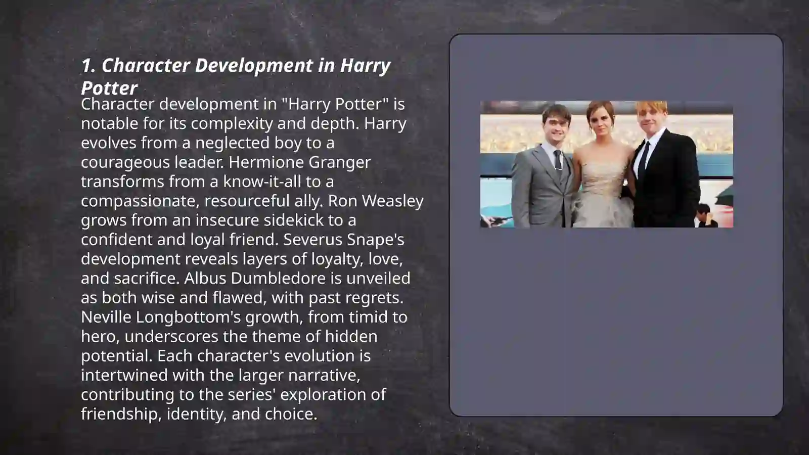 Analysis of Harry Potter book by J. Rowling