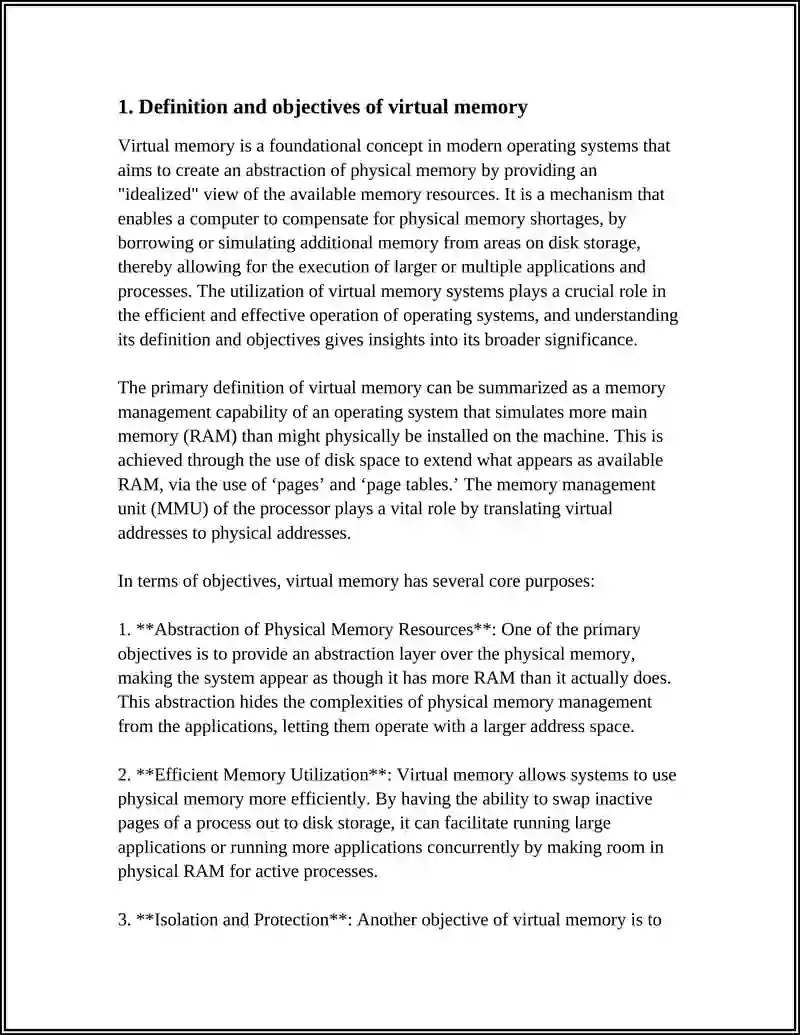 THE CONCEPT OF VIRTUAL MEMORY IN OPERATING SYSTEMS
