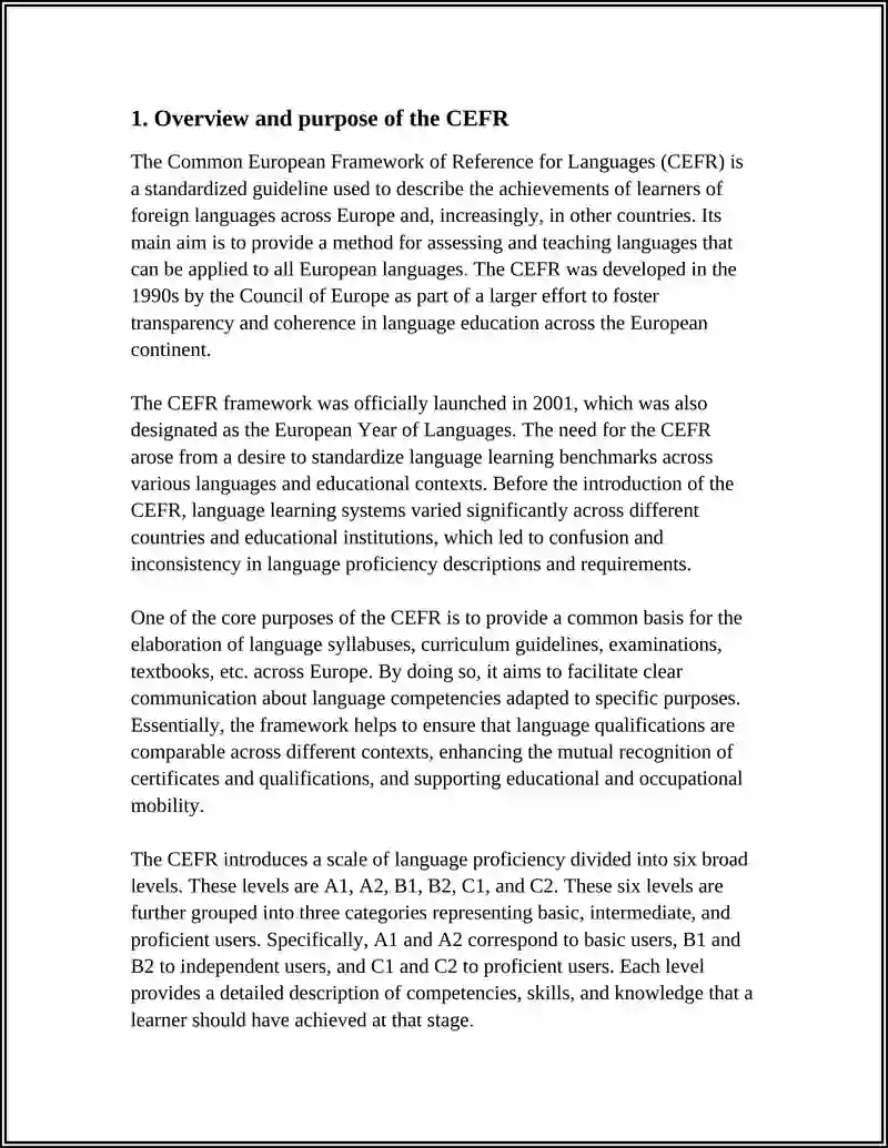 INTRODUCTION TO THE CEFR SYSTEM