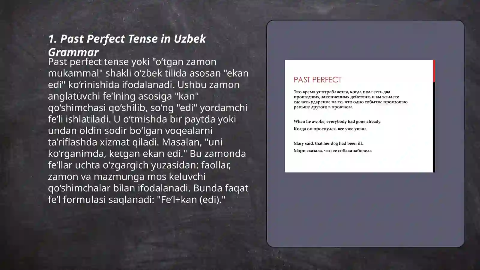 Past Perfect Tense in Uzbek Grammar