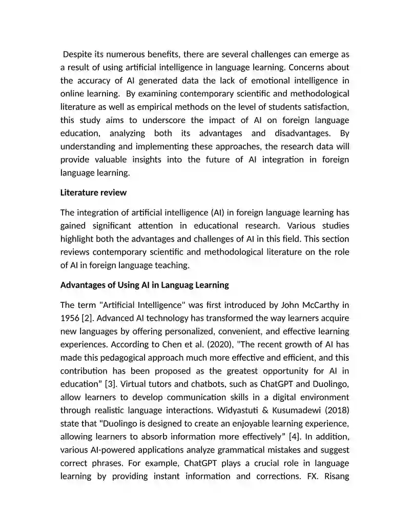 The Role of Artificial Intelligence in Foreign Language Learning