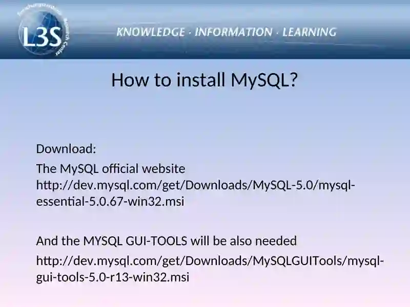 Short tutorial of MySql