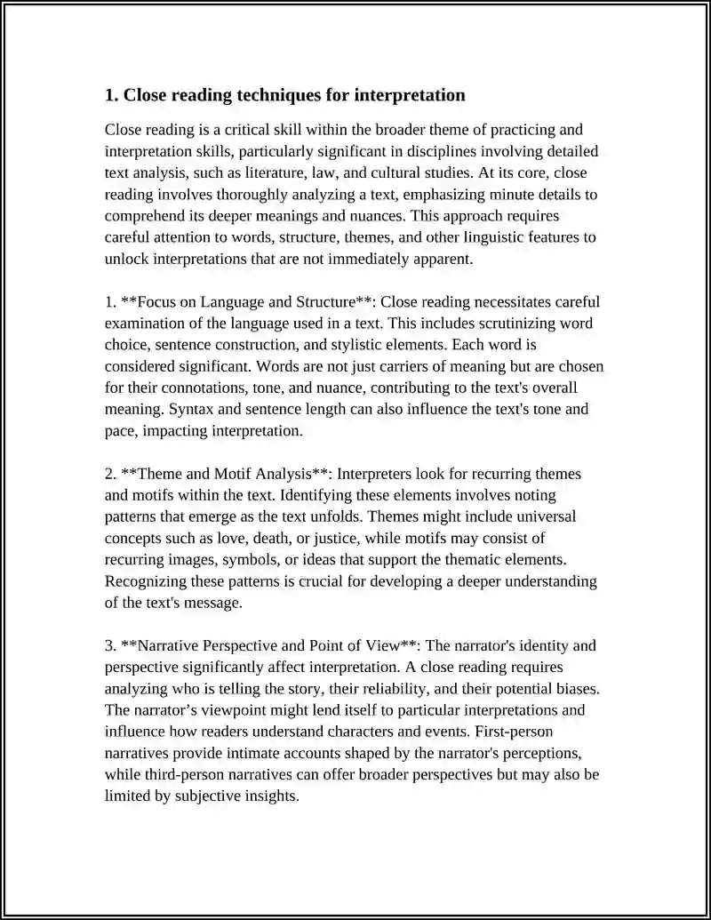 Close reading techniques for interpretation