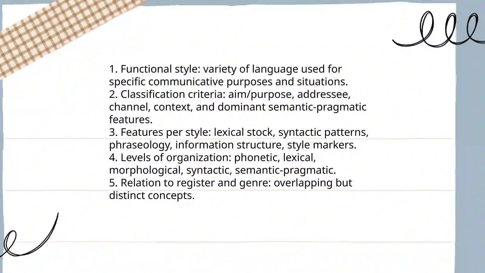Different classifications of functional styles