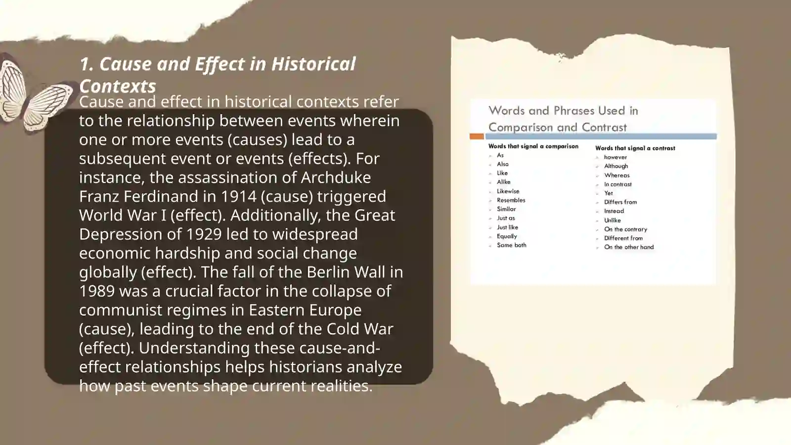 Cause and Effect in Historical Contexts