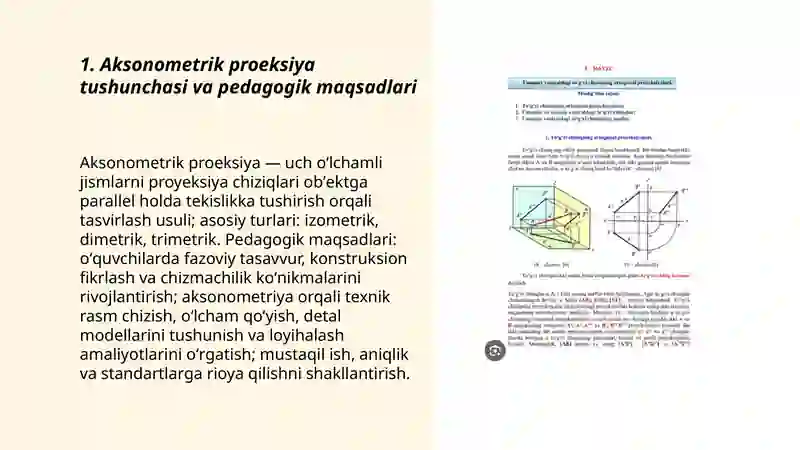 Aksonometrik Proeksiya va Rasm Bajarish Metodikasi