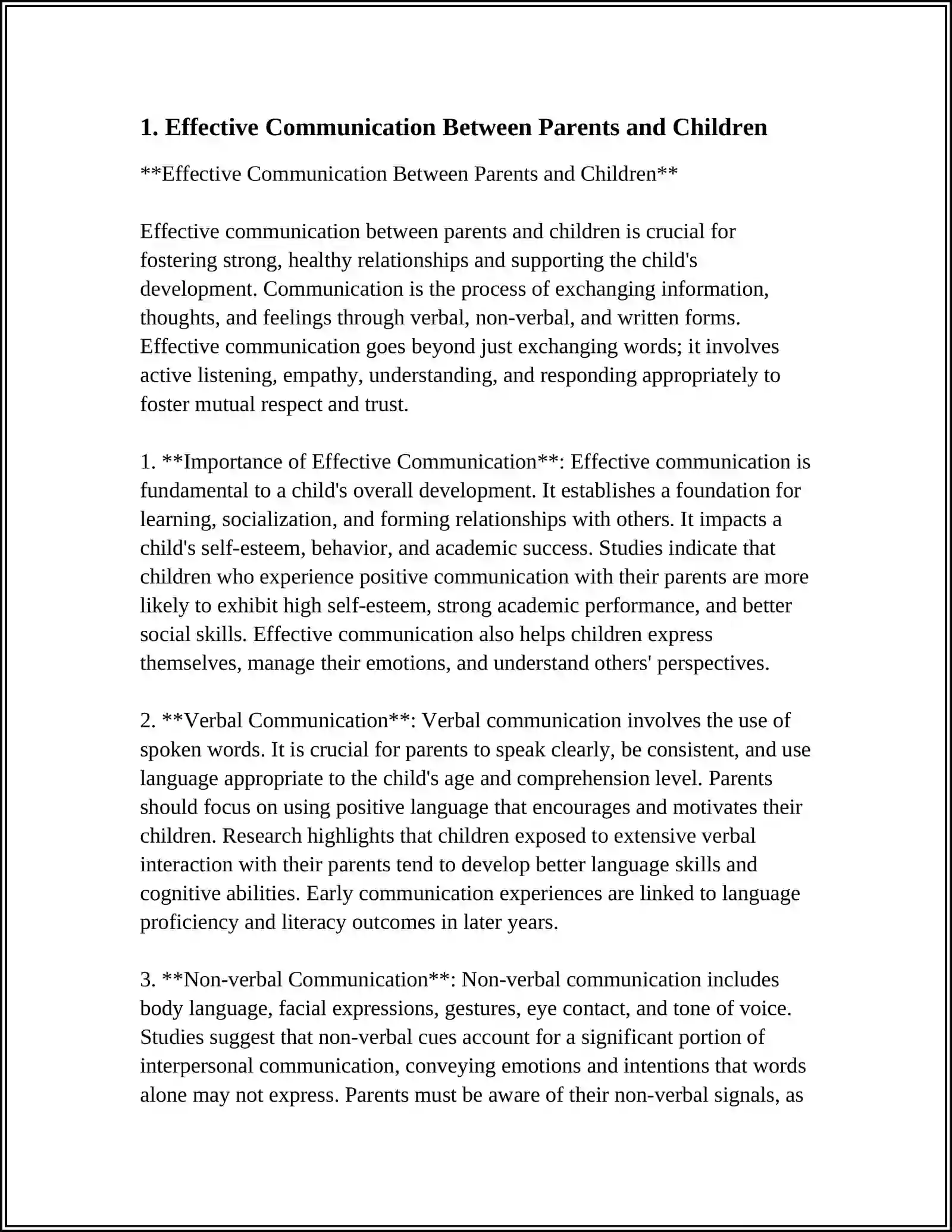 Effective Communication Between Parents and Children