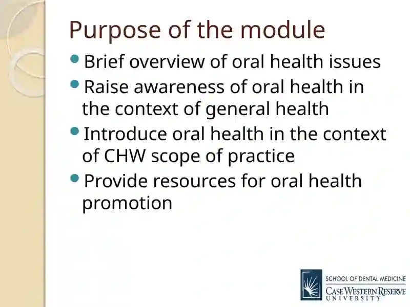 Overview of Oral Health Topics for the Community Health Worker
