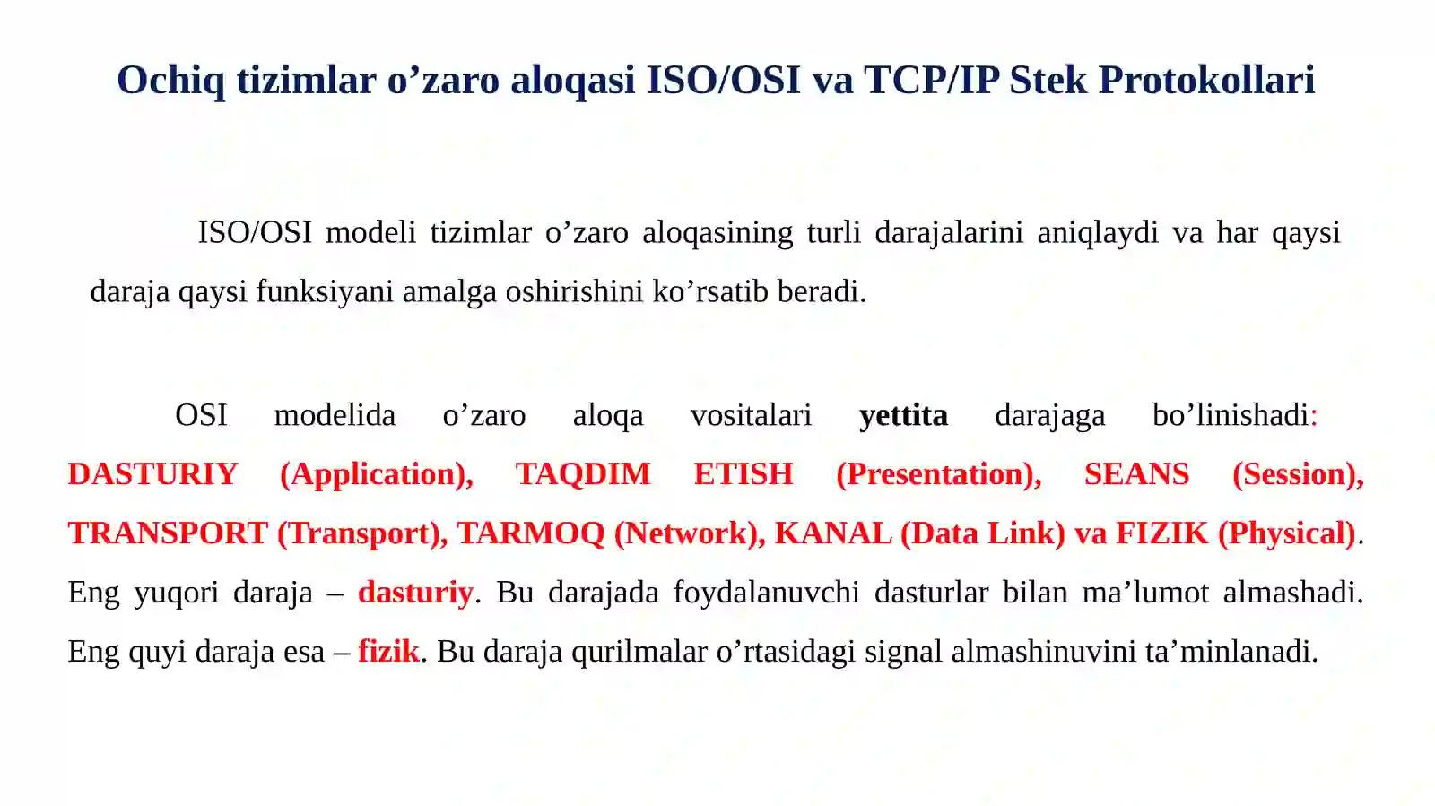 ISO/OSI modeli