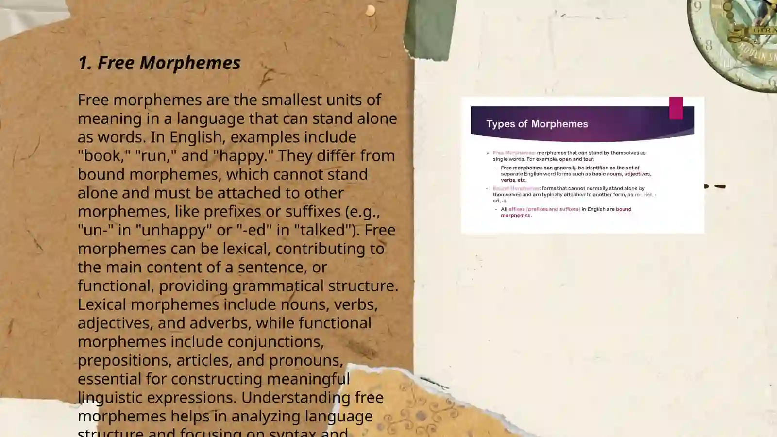 Morphemic structure of a language. Types of morphemes