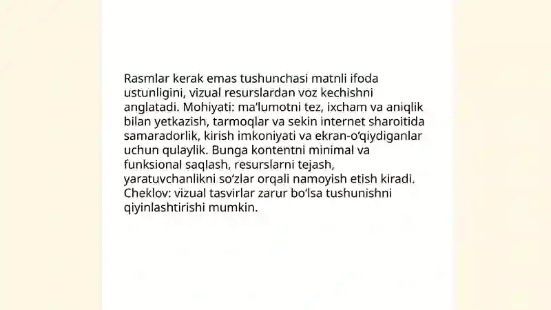 Rasmlar kerak emas