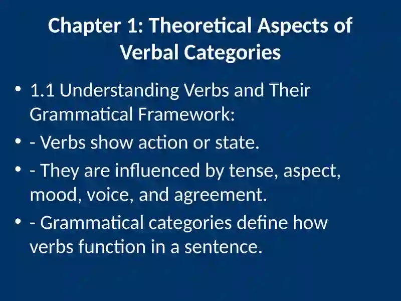 The Grammatical Categories of Verbs