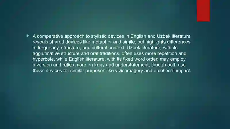 Stylistic devices in English and Uzbek literature: a comparative approach