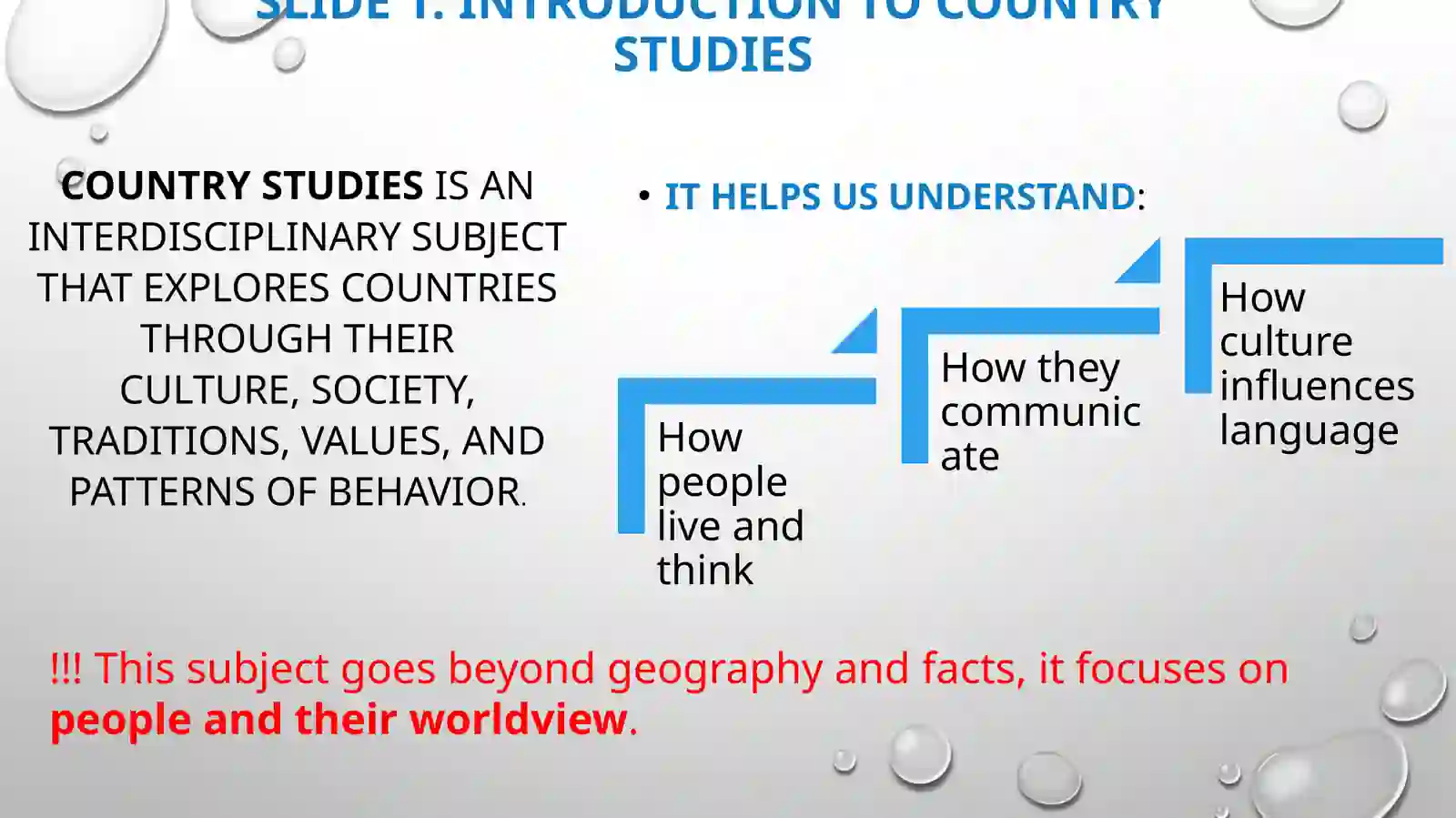 Introduction to the course of Country Studies