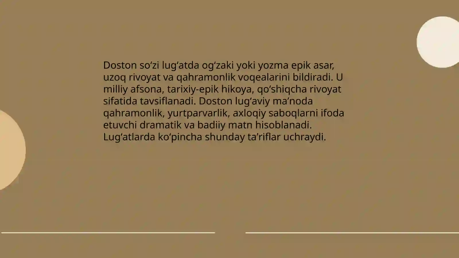 Doston soʻzining lugʻaviy va istilohiy manosi