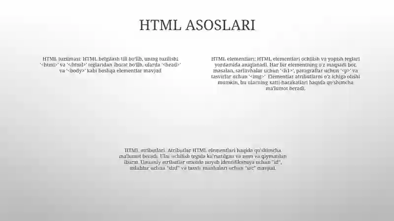 HTML Haqida Tushuncha
