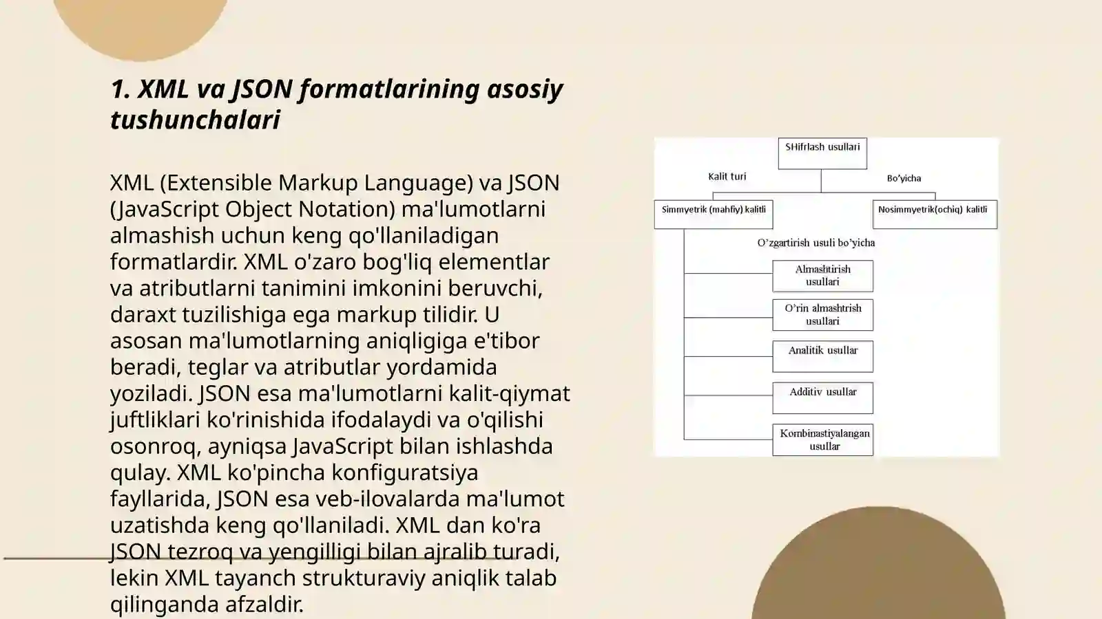 XML va JSON formatlari