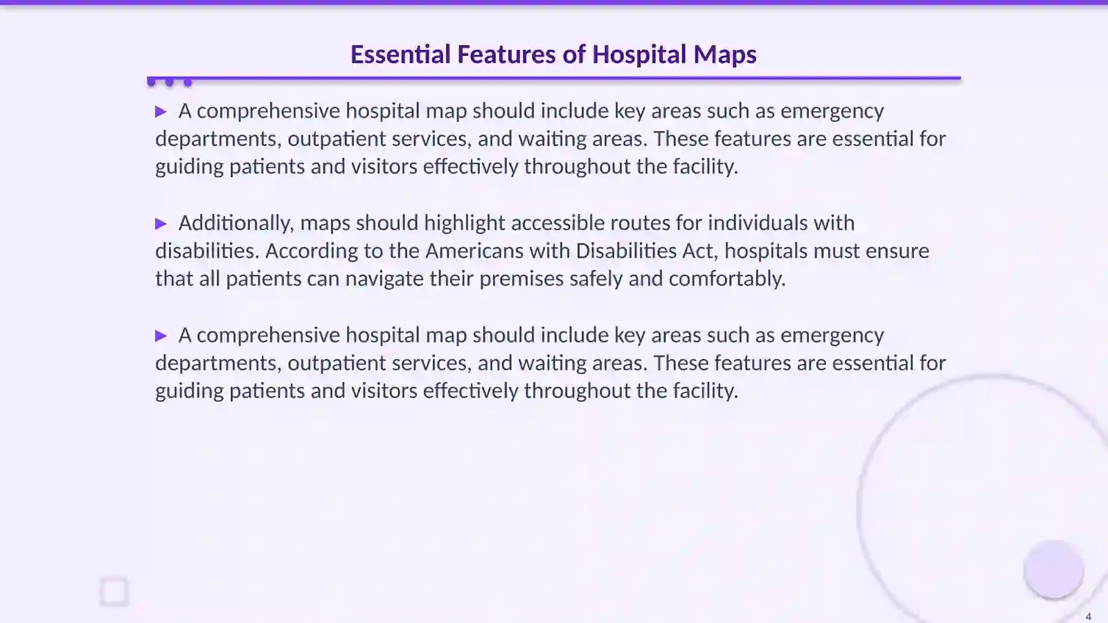 Create a hospital map with English directions